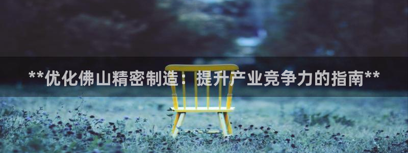 彩神8官网下：**优化佛山精密制造：提升产业竞争力的指南**