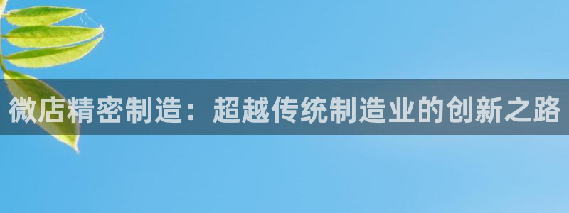 彩神v8是一个什么平台啊：微店精密制造：超越传统制造业的创新之路